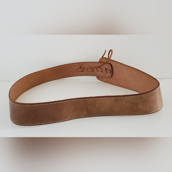 Vintage 80's Banana Republic Save-The-Tigers Leather Bone Belt Women's Sz 34" - Picture 6 of 14